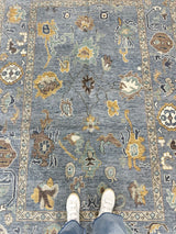 Mae Blue Modern Oushak Rug sample