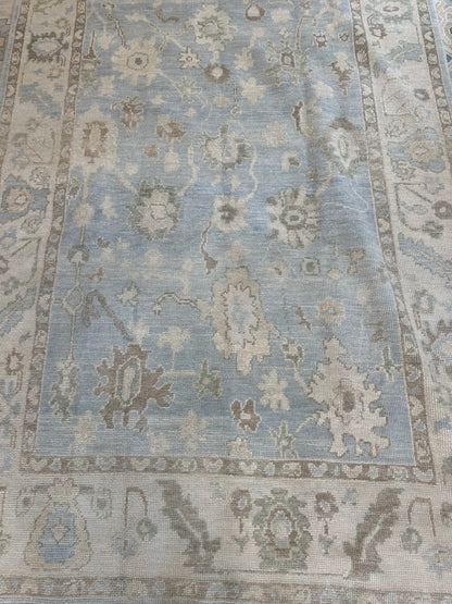 Darcy Turkish Oushak rug in blue, hand-knotted 100% wool — detail