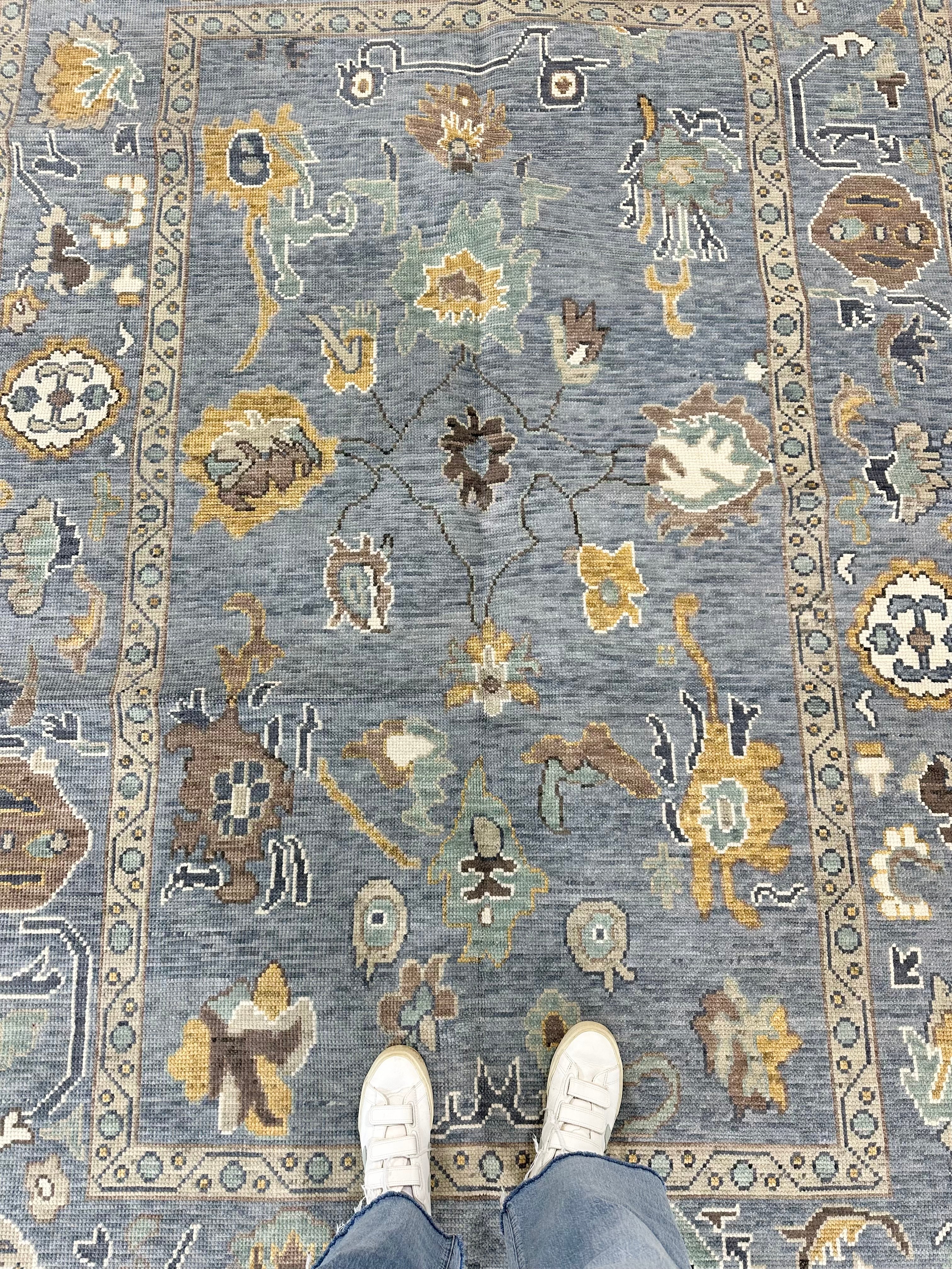Mae Blue Modern Oushak Rug | In Stock – Vintage Rugs by the Bay