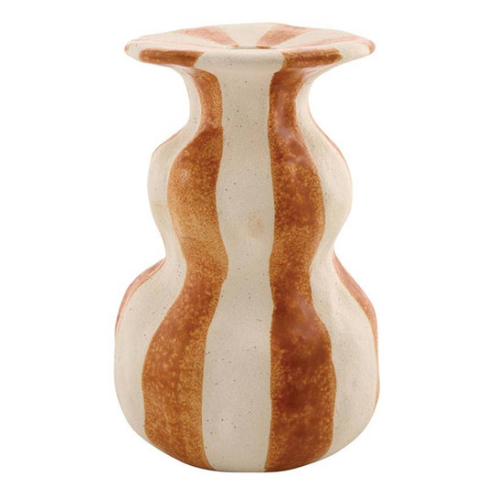 Orange Striped Ceramic Candle Holder - Large