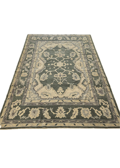 Virginia Turkish Oushak rug styled in a room, warm vegetable-dyed tones, hand-knotted wool