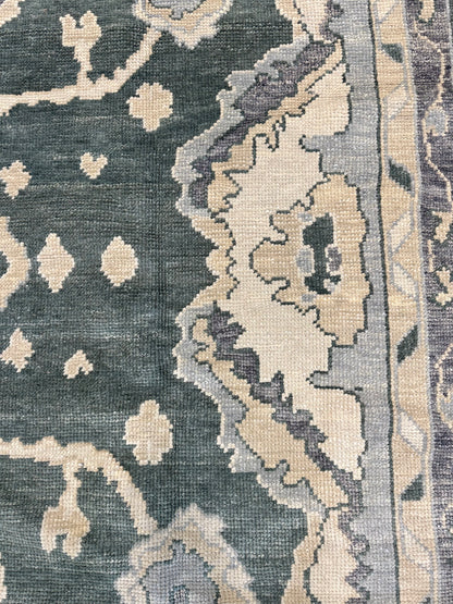 Virginia Turkish Oushak rug in warm neutral, hand-knotted 100% wool — detail