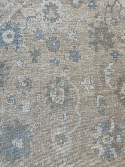 Frances Turkish Oushak rug in cream, hand-knotted wool — full view