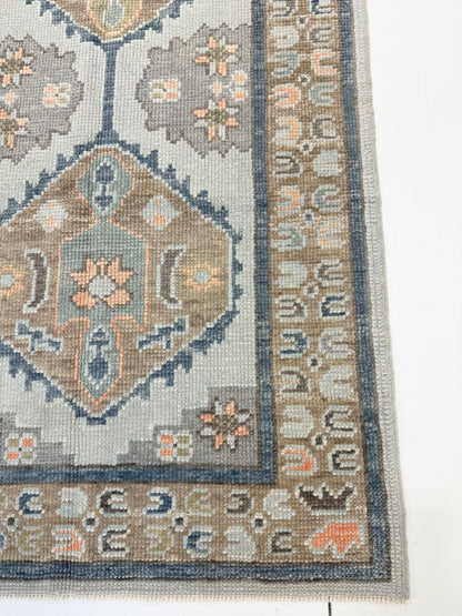 Gemma Turkish Oushak rug in aqua, hand-knotted 100% wool — detail