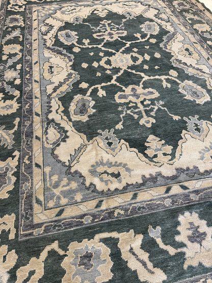 Virginia Turkish Oushak rug in warm neutral, hand-knotted wool — full view