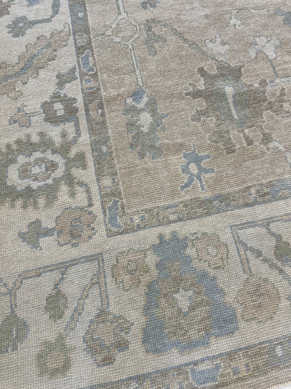 Frances Turkish Oushak rug in cream, hand-knotted 100% wool — detail