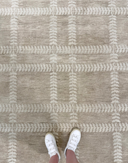 Allie Neutral modern Oushak rug, hand-knotted wool in a geometric Oushak pattern