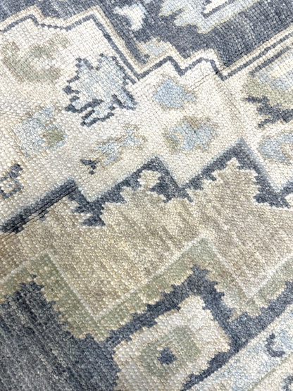 Clara Turkish Oushak rug in navy, hand-knotted wool — full view