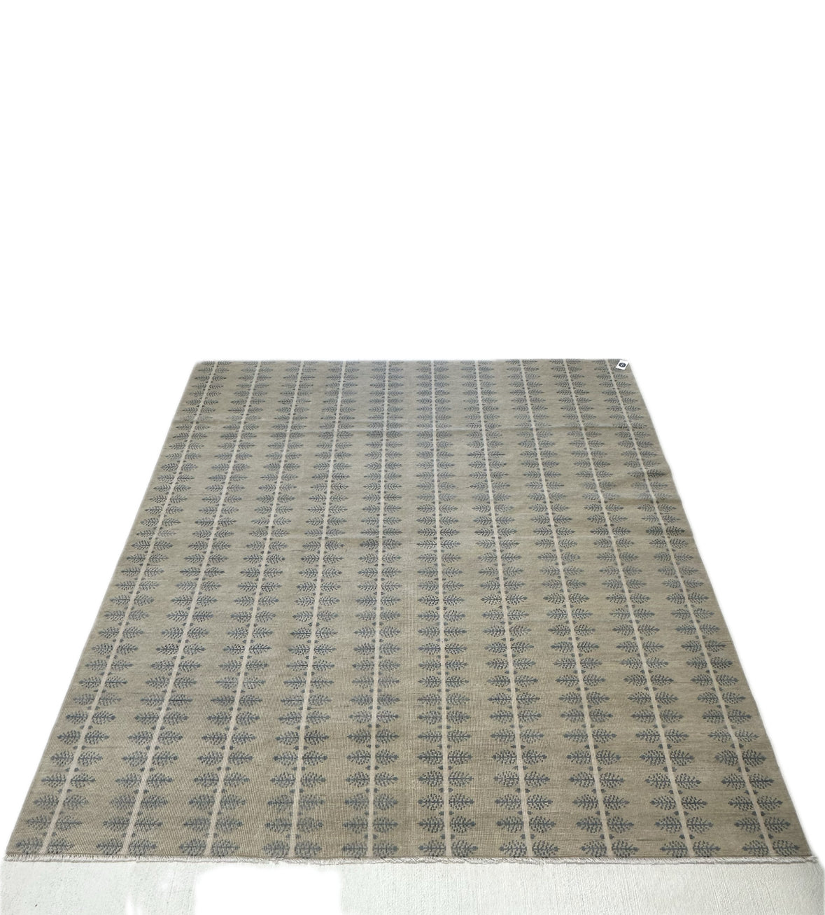 Bea modern oushak blue and neutral rug with stripes