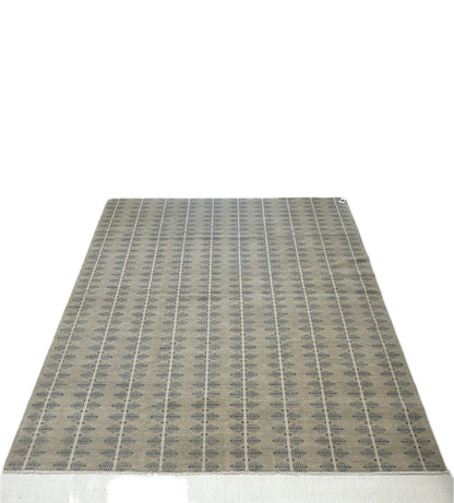 Bea modern oushak blue and neutral rug with stripes