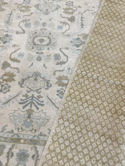 Ella Wheat Modern Oushak rug, warm tan, cream — hand-knotted wool area rug