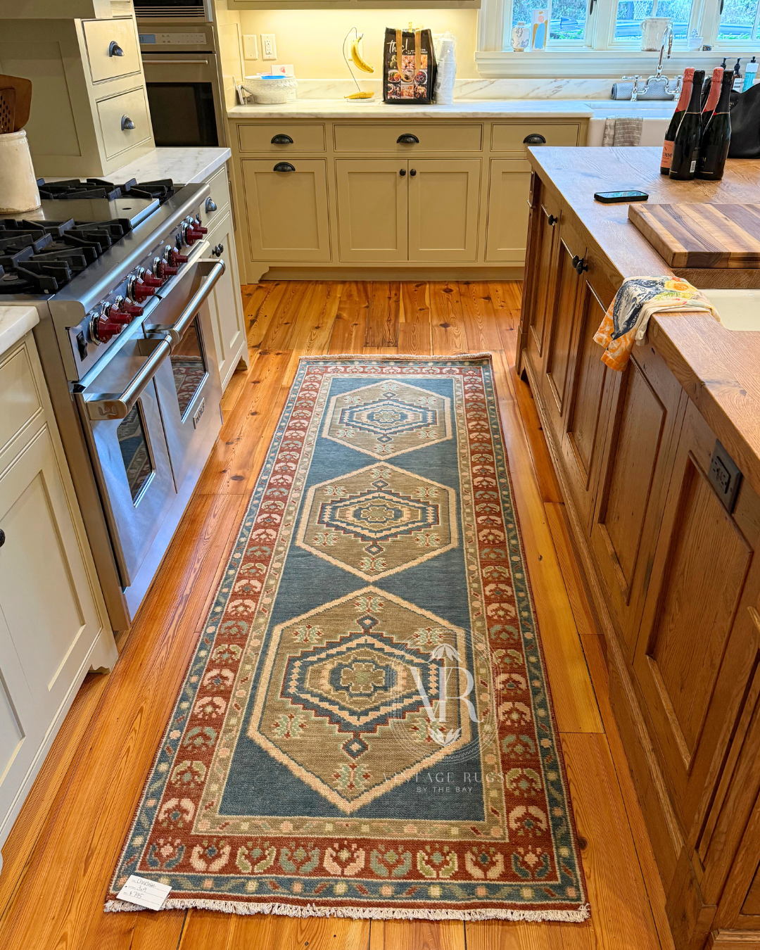 Moody oushak runner in kitchen