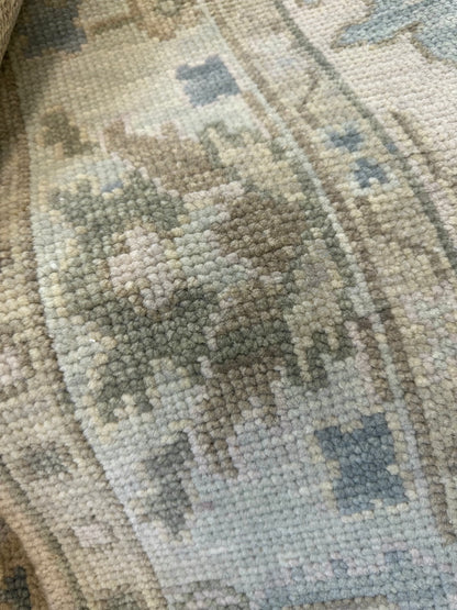 Evangeline Modern Oushak rug in warm gray, hand-knotted wool — full view