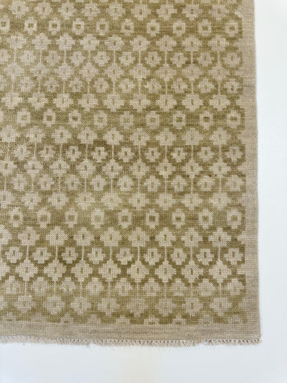 Ella Wheat Modern Oushak rug in tan, hand-knotted wool — full view