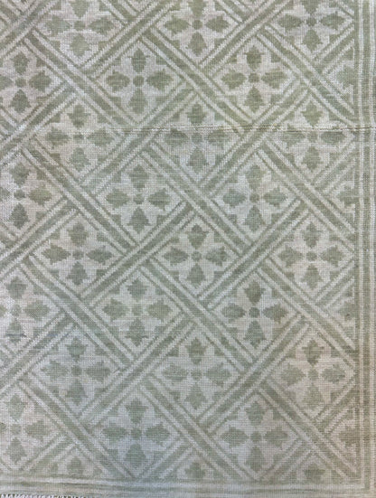 Lola hand-knotted wool modern Oushak rug in a cream foundation and taupey-green accents