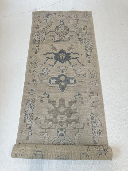 Florence Turkish Oushak rug in neutral, hand-knotted wool — full view