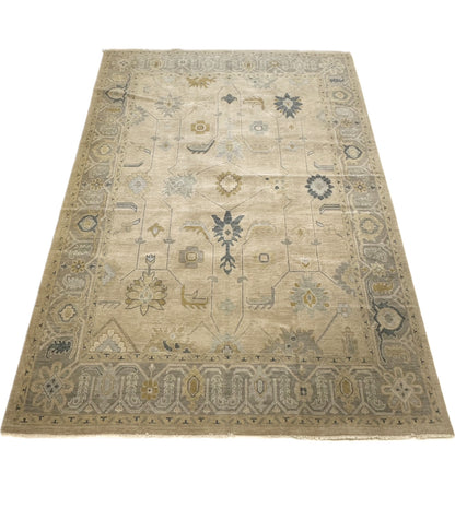 Full Size Picture of Emerson Modern Oushak Neutral and Blue Rug