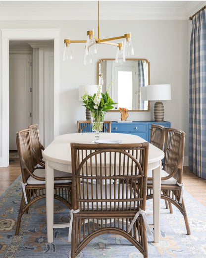 Mae Blue Modern Oushak rug — blue-gray, cream, mustard, sage, brown, hand-knotted 100% wool