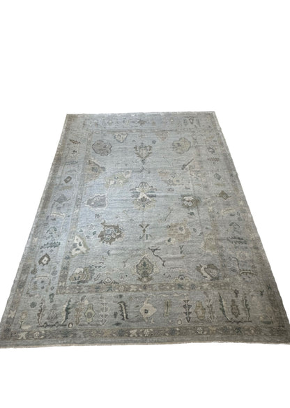 Addison Turkish Oushak rug in light blue, hand-knotted wool — full view