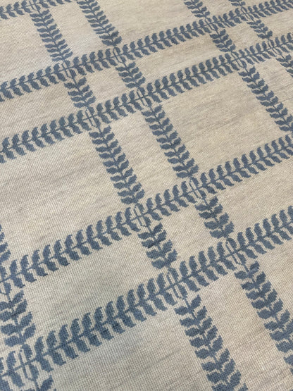 Allie Modern Oushak rug styled in a room, warm gray, soft gray-blue, hand-knotted wool