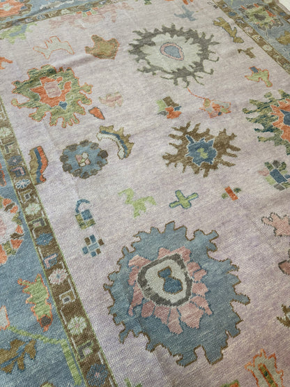 Bailey Turkish Oushak rug in lavender, hand-knotted wool — full view