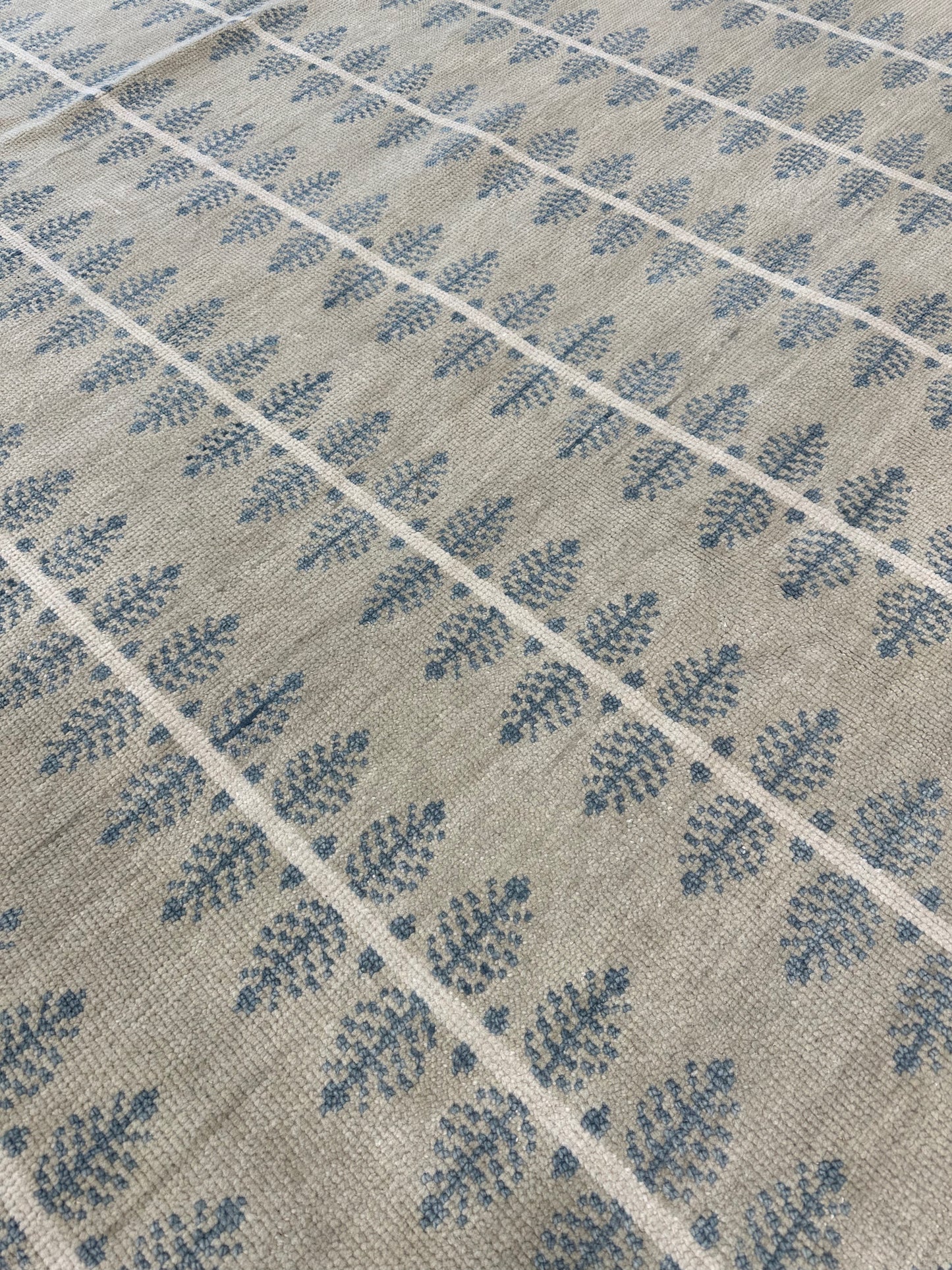 Bea Modern Oushak rug in warm gray, hand-knotted wool — full view
