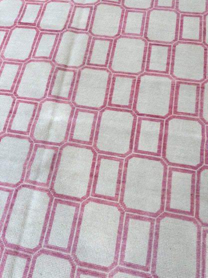 Macie hand-knotted wool modern Oushak rug in an ivory foundation and lively magenta accents