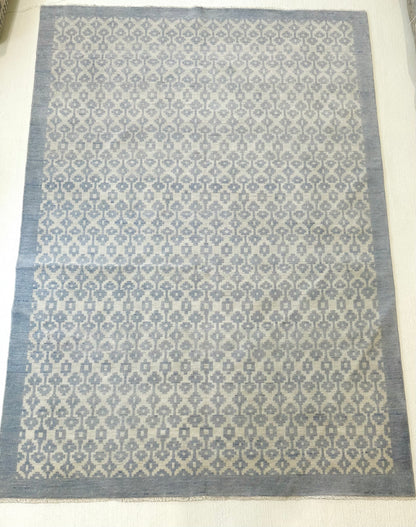 Ella Blue Modern Oushak rug, light blue — hand-knotted wool area rug