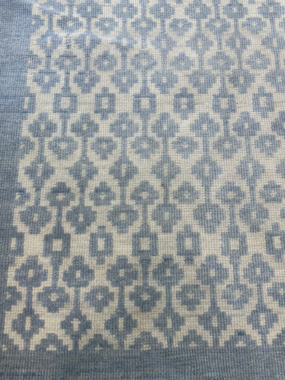 Ella Blue Modern Oushak runner rug, light blue, hand-knotted wool