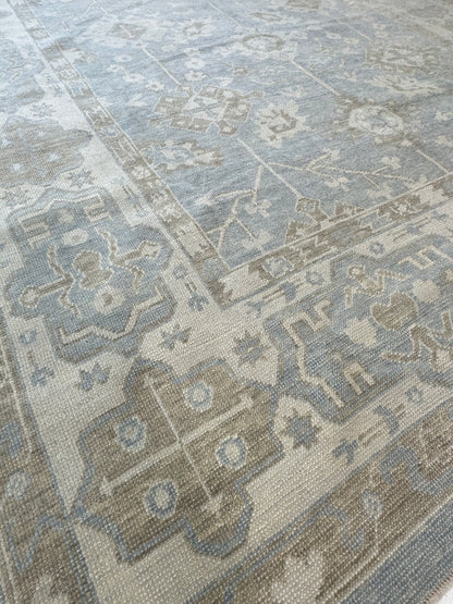 Dorothy Turkish Oushak rug, gray-blue, cream, warm tan, light brown, hand-knotted wool — alternate view