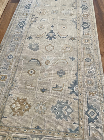 Emerson Modern Oushak rug in beige, hand-knotted wool — full view