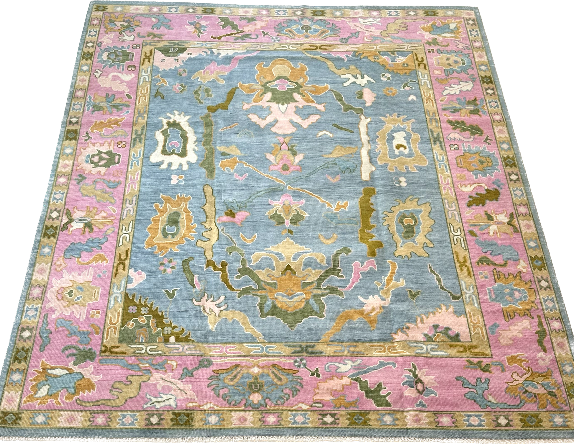 Addie Modern Oushak rug in blue, hand-knotted wool — full view (view 12)