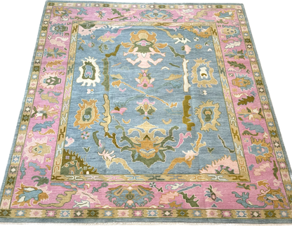 Addie Modern Oushak rug in blue, hand-knotted wool — full view (view 12)