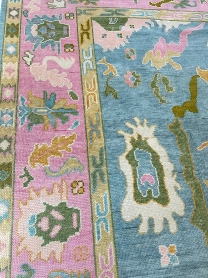 Addie Modern Oushak rug in blue, hand-knotted 100% wool — detail