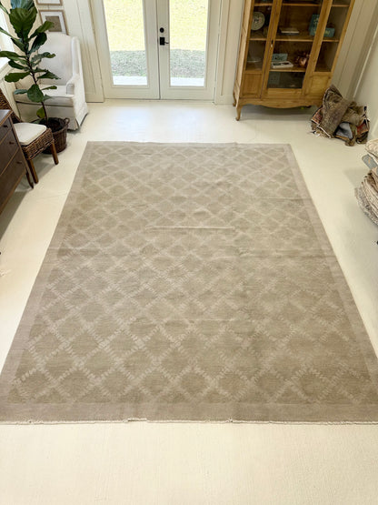 Anne Modern Oushak rug in warm gray, hand-knotted wool — full view
