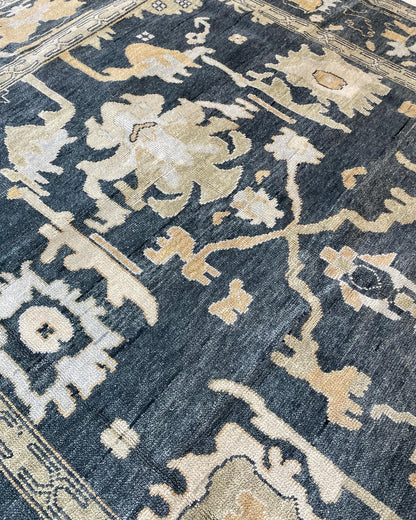 Eloise Modern Oushak rug — moody blue-green, cream, olive, light blue, tan, hand-knotted 100% wool (view 11)