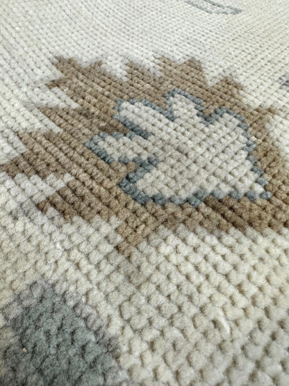 Emma Modern Oushak rug, cream, gray, soft cream, calming blues — hand-knotted wool area rug (view 14)