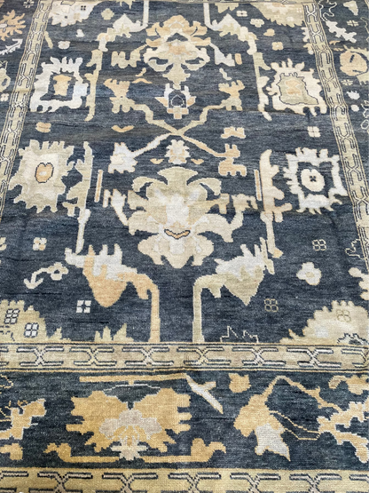 Eloise Modern Oushak rug in blue-green, hand-knotted wool — full view