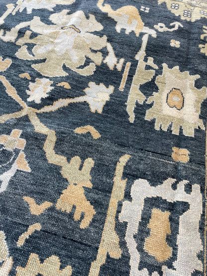 Eloise Modern Oushak rug, moody blue-green, cream, olive, light blue, tan, hand-knotted wool — alternate view